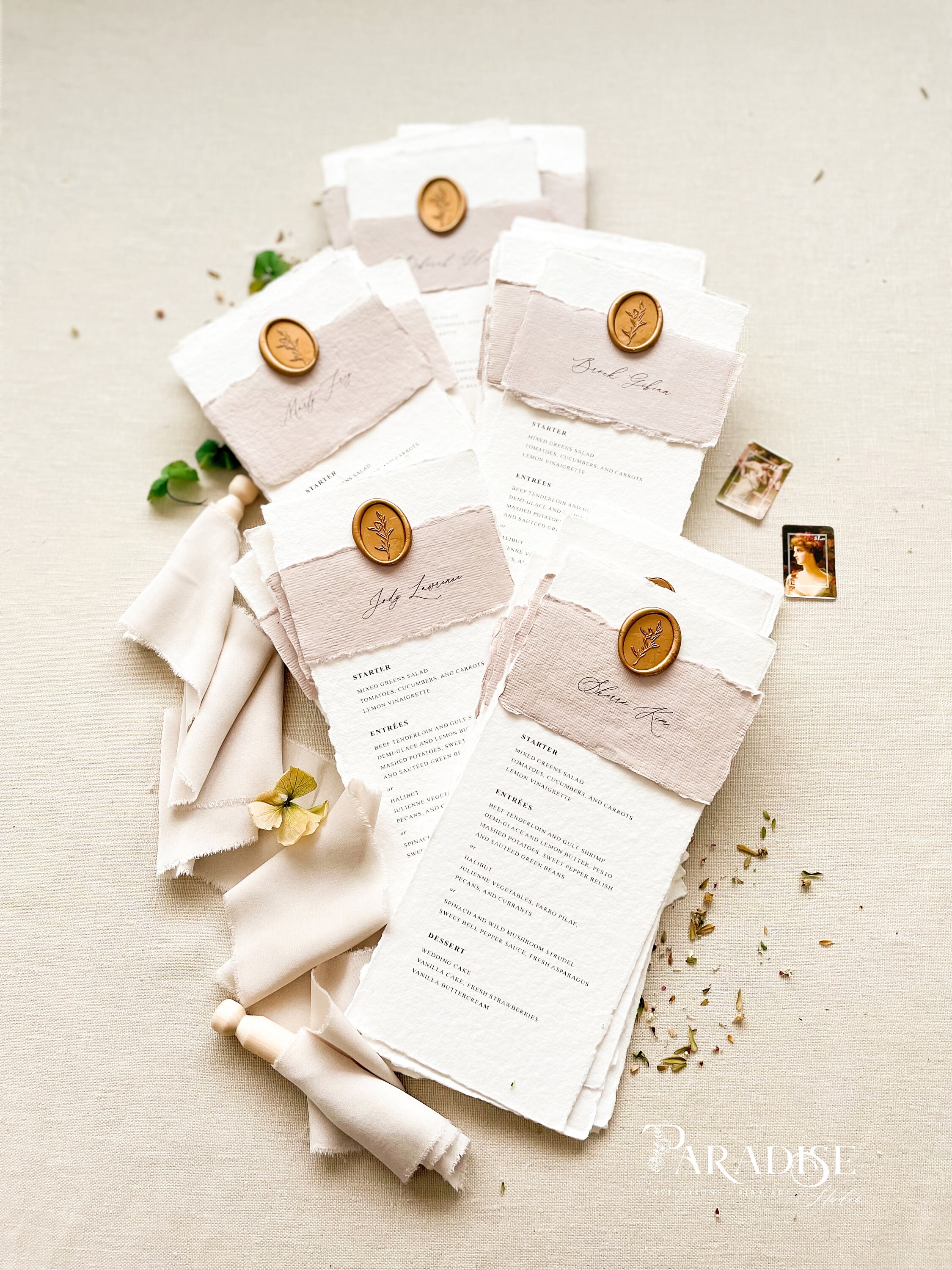 Leday Handmade Paper Menus, Menu Template, Printable Menus, Printed ...