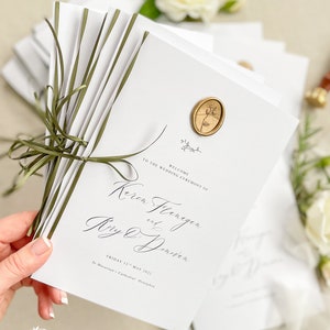 Pauline Ribbon Wedding Programs, Wedding Stationery, Silk ribbons, Wild Cotton Paper, Premium Quality, Calligraphy Wedding Programs