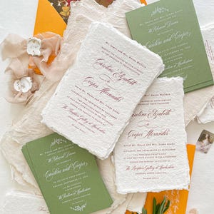 Ensembles de faire-part de mariage en papier fait main trèfle, faire-part de mariage simples, faire-part de mariage bords talus, suite nuptiale - DÉPT