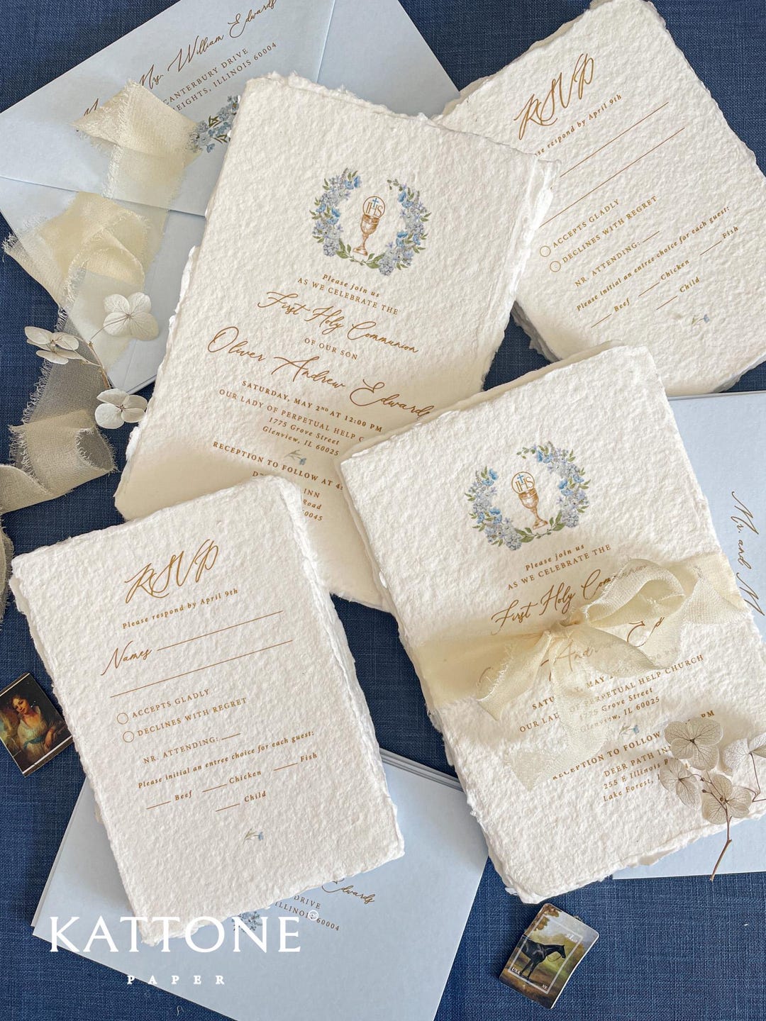 Christian Library Invitations Fine Art Christian Invitations | Handmade Paper Suite | Deckle Edge ...