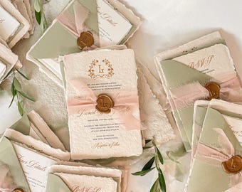 Wedding Invitations Handmade Paper | Eco Conscious Wedding Suite | Custom Wedding Venue Illustration | Contact us for a Quote | Kiko