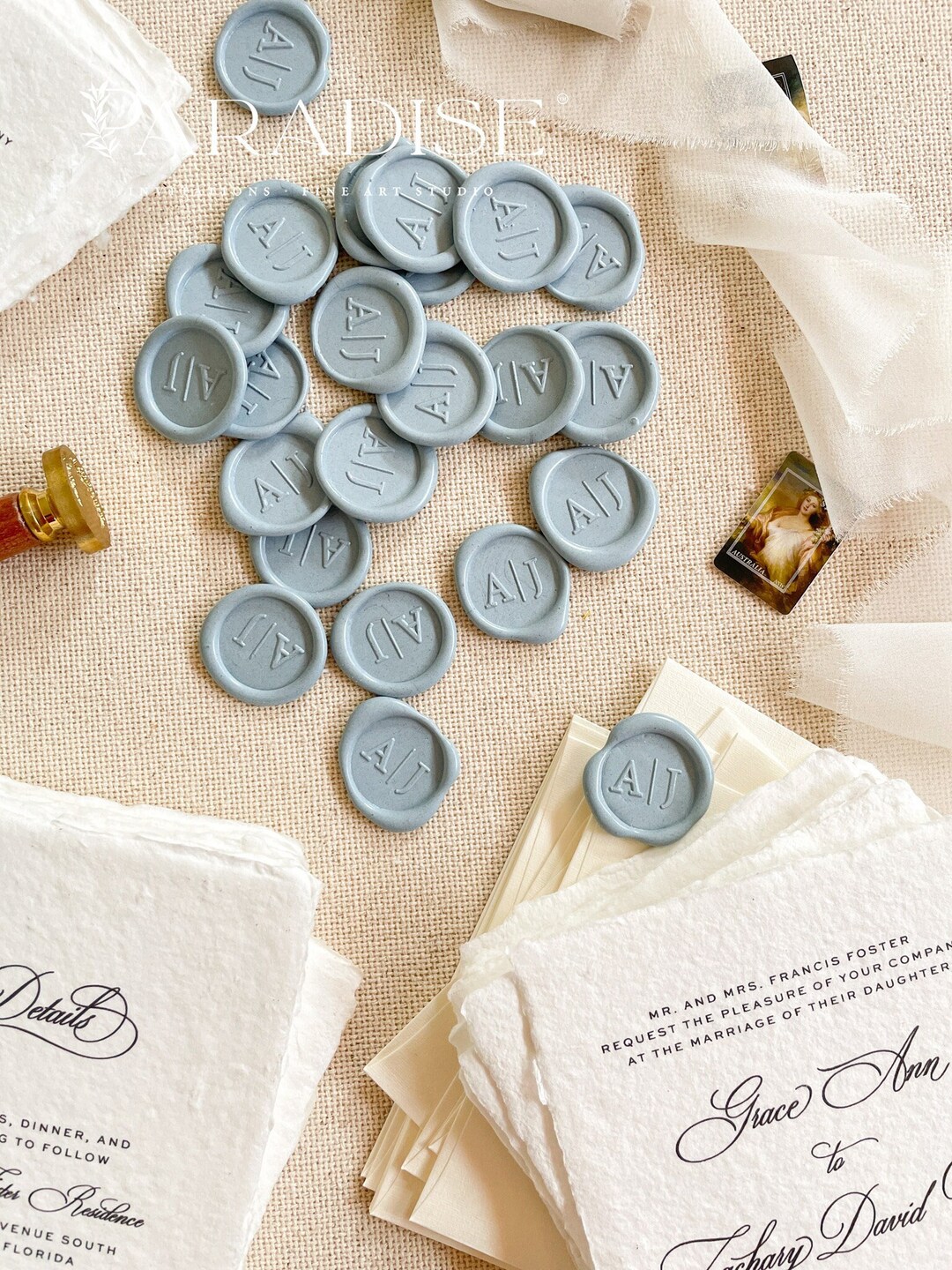 Dusty Blue Custom Wax Seals, Luxury Addition to Your Sets, Multiple
