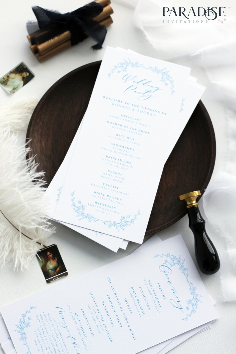 Elegant Hand Drawn Wreath Wedding Program Calligraphy Wedding Programs Fully Customisable Adora Wedding Programs