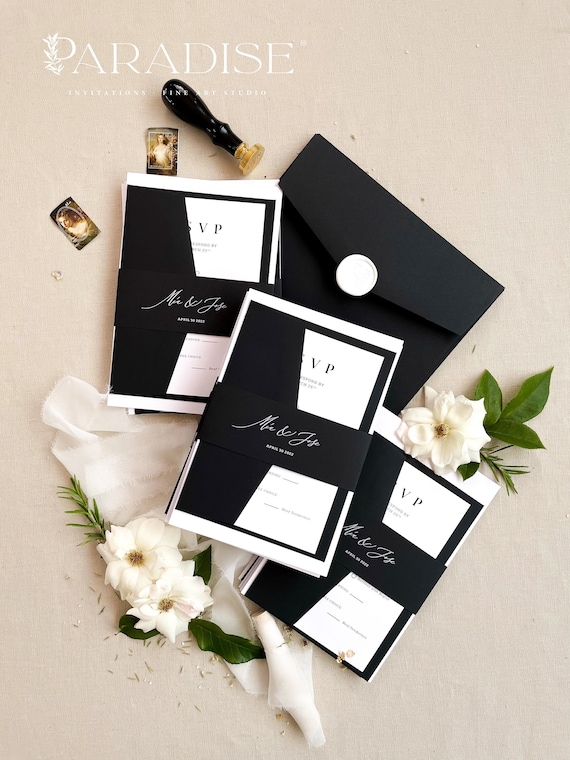 Blanchefleur Black and White Wedding Invitations Printed or - Etsy