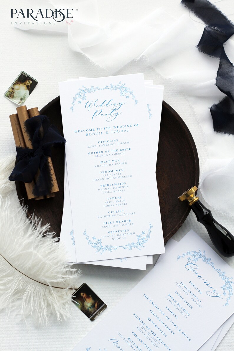 Elegant Hand Drawn Wreath Wedding Program Calligraphy Wedding Programs Fully Customisable Adora Wedding Programs