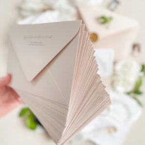 Enveloppes amandes, impression à l'encre noire, papeterie de mariage, enveloppes de mariage, papier fait main, veuillez nous contacter avant d'acheter