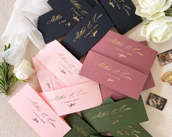 Colored Hot Foil Belly Bands, Wedding Invitation Belly Bands, Golden Foil Invitations, Real Foil, DEPOSIT