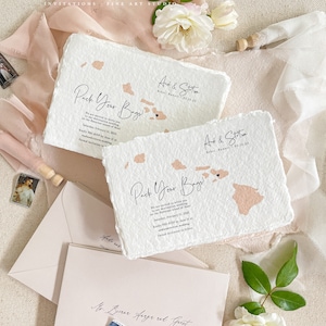 Giorgia Handmade Paper Save the Date Cards, Wedding Stationery, Deckled Edge Paper Cards, Calligraphy Save the date cards, DEPOSIT