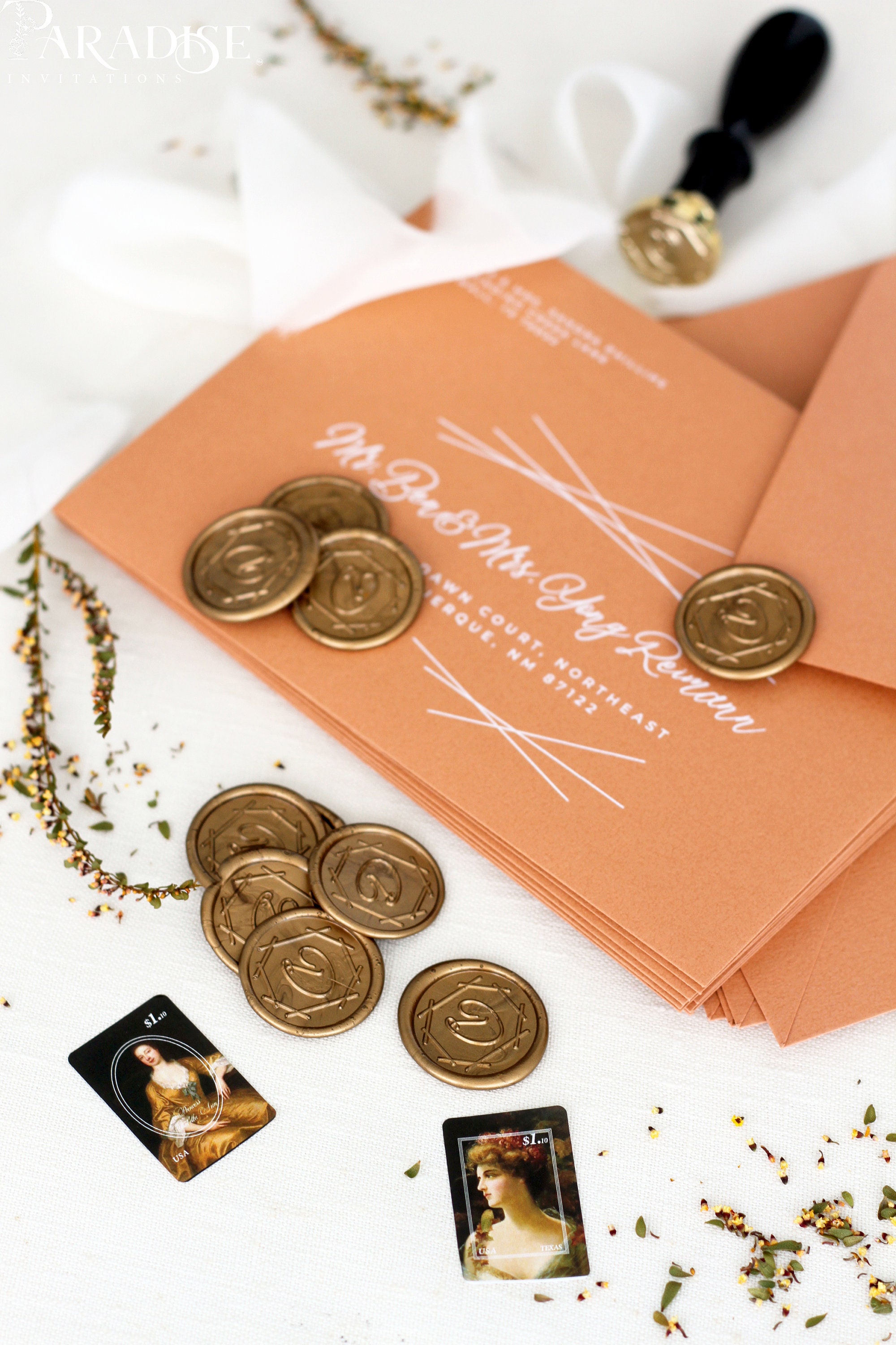 Paper SelfAdhesive Wax Seals Monogram Seals Golden Custom Wax Seals
