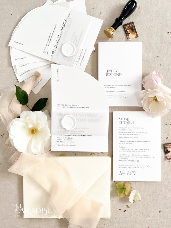  KKaylee White Ink Acrylic Wedding Invitations