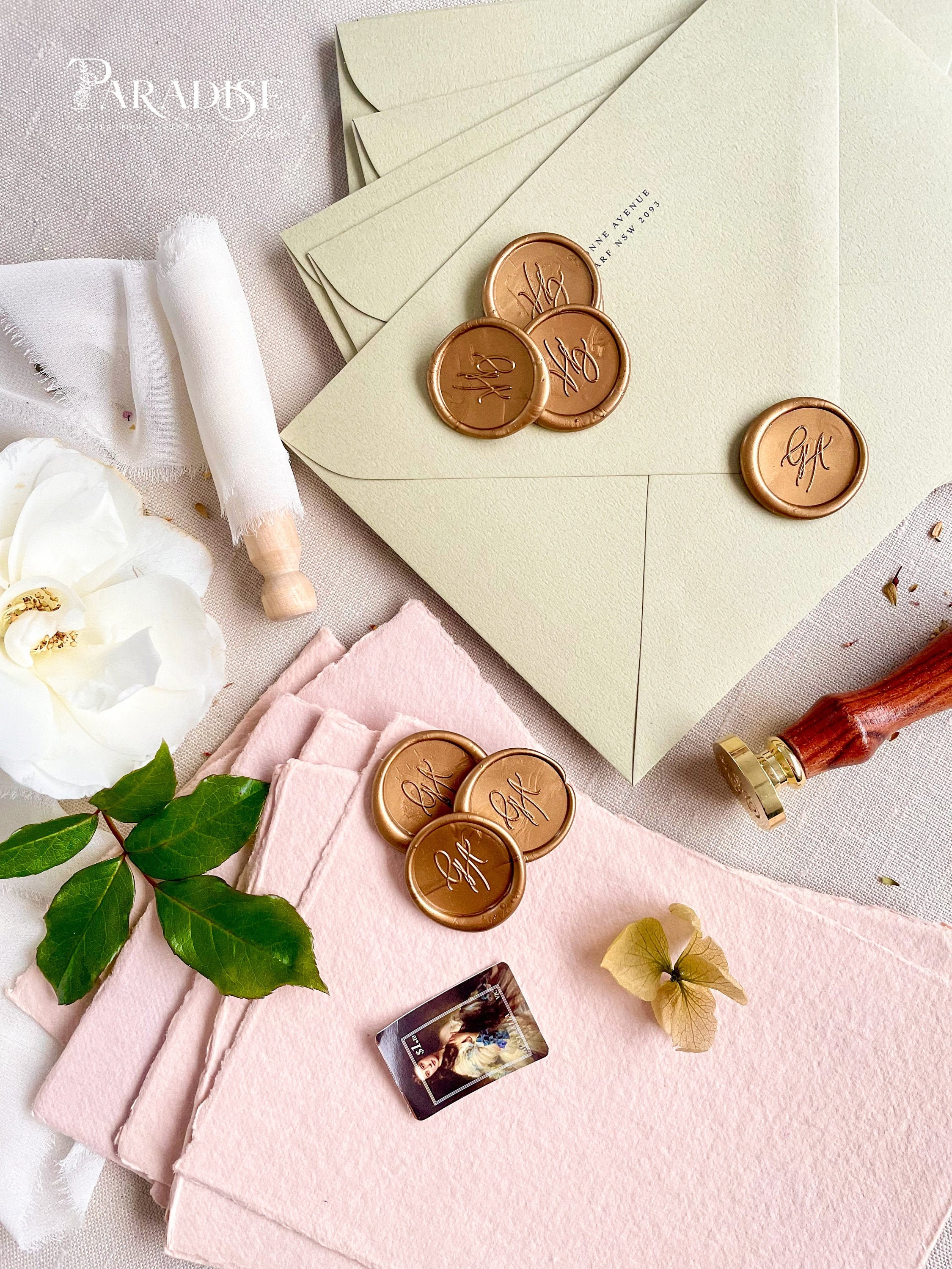 Paper SelfAdhesive Wax Seals Monogram Seals Golden Custom Wax Seals
