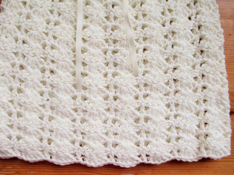 Crochet Baby Dress 3-6 months Ivory Cream Baby Shower Gift Baby Announcement