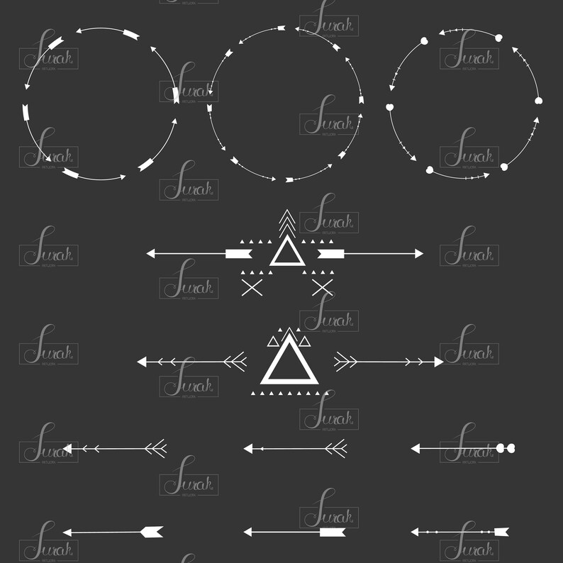 Hand Drawn Arrow Aztec Collection Set, Graphic Design Tribal Elements ...