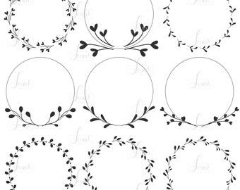 Hand drawn wreath, elements clip art, laurels vector, graphic design, Files : Eps.10 | Png