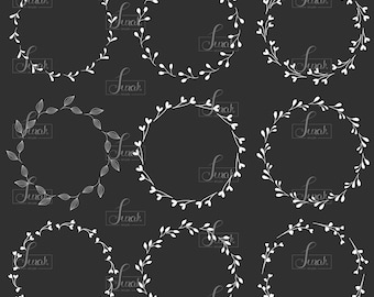 Hand drawn wreath, elements clip art, laurels vector, graphic design, Files : Eps.10 | Png