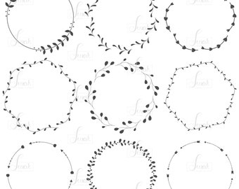 Hand drawn wreath, elements clip art, laurels vector, graphic design, Files : Eps.10 | Png