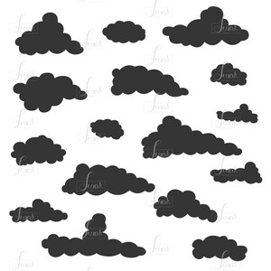 Cloud Clip Art, Cloud Vector, Clouds Silhouette, Graphic Design, Files : Eps.10 | Png