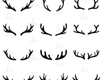 Hertenkop set, Gewei clip art, Herten silhouetten vector, Herten collectie, grafisch ontwerp, Bestanden : Eps.10 | Png-bestand