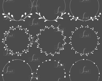 Hand drawn wreath, elements clip art, laurels vector, graphic design, Files : Eps.10 | Png