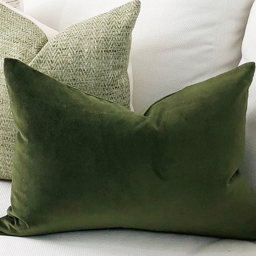 Olive Green Throw Pillow Covers Luxury Doublesided Velvet Etsy