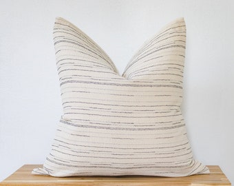 Hmong Cream Throw Pillow Minimal Stripes 19x19 20x20 Pillow Covers  - Final Sale