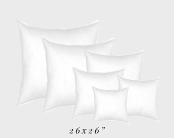 Faux Down 26x26 Pillow Insert Large Woven Cotton Cover Premium Soft Fiberfill Karate Choppable