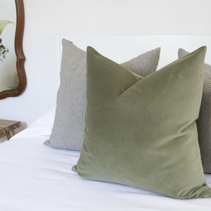 Sage Green Throw Pillow Covers Luxury Velvet Double sided Lumbars & 26 Euro Sham Available zdjęcie 2