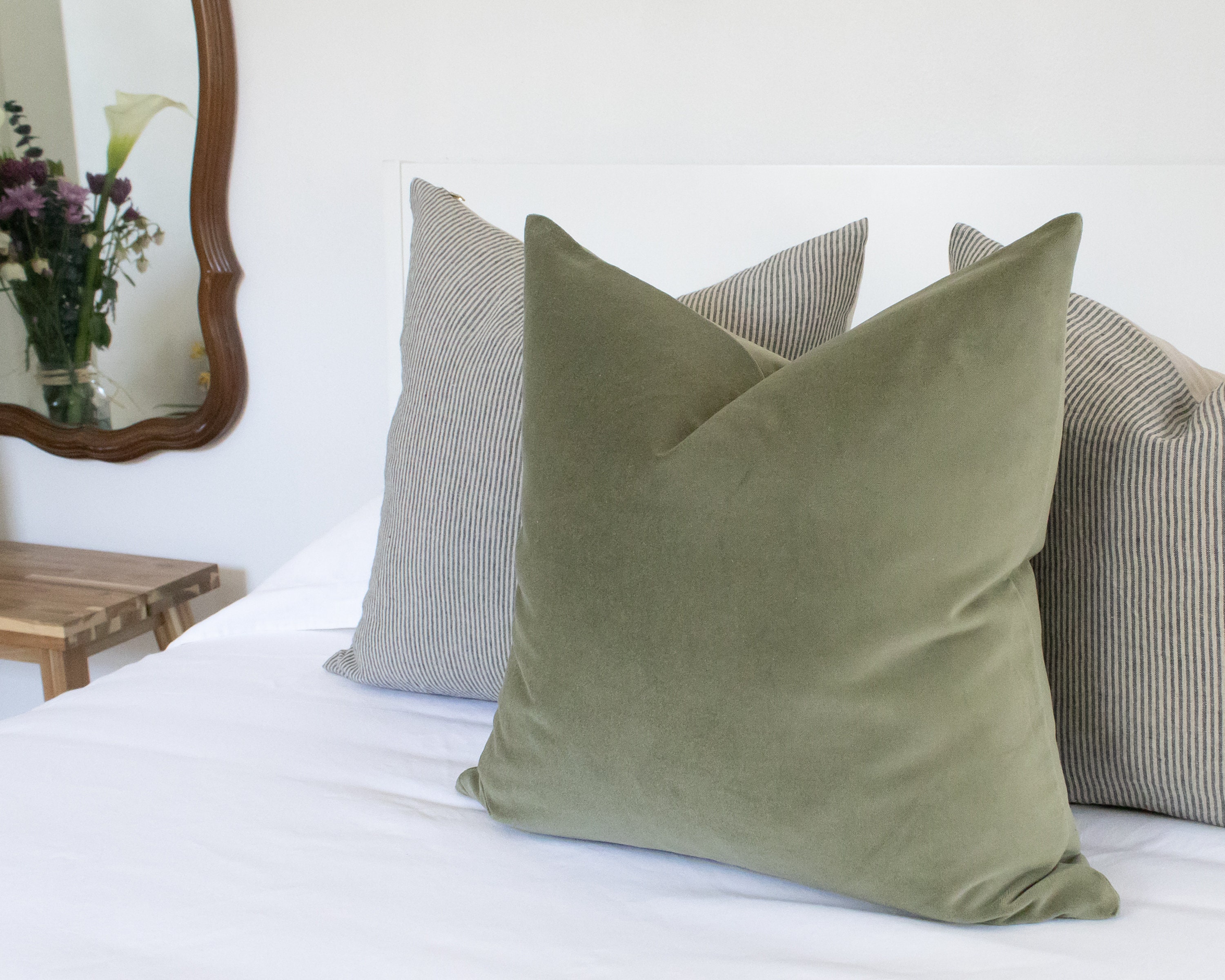 Sage Green Throw Pillow Covers Luxury Velvet Doublesided Etsy