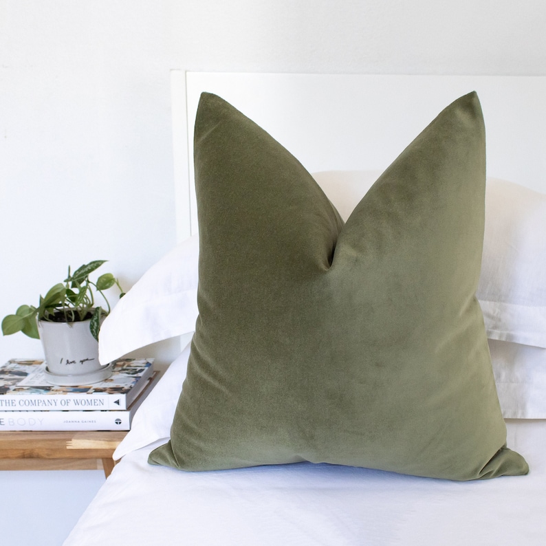 Sage Green Throw Pillow Covers Luxury Velvet Double sided Lumbars & 26 Euro Sham Available zdjęcie 1