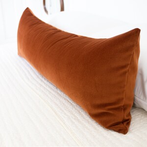 Rust Velvet Lumbar Toss Pillow Cover Luxury Velvet Double sided Long Body Pillowcase Burnt Orange Toss Terracotta Throw Pillow Boho Gift Mom image 3