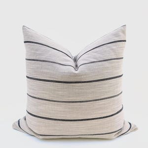 Cream Striped Traditional Throw Pillow Cover Charcoal Black Stripe Rustic Chair Cushion Designer Pillowcase Decorative Pillow Beige Decor