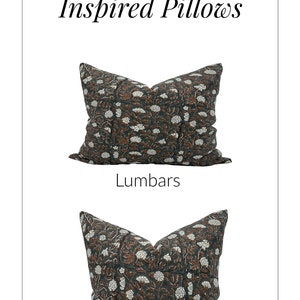 Floral Block Print Throw Pillow Cover Euro Sham Dark Charcoal Moody Bedroom Decor Small Cushion Floral Couch Pillow Combo Maximalist Home image 9