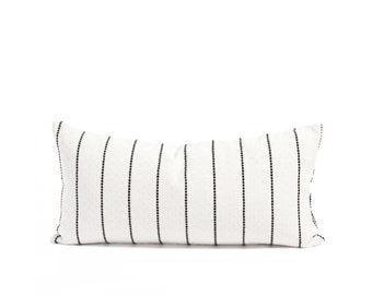 Boho Throw Pillow White Black Stripe Minimalist Pillow Cover Scandinavian Style