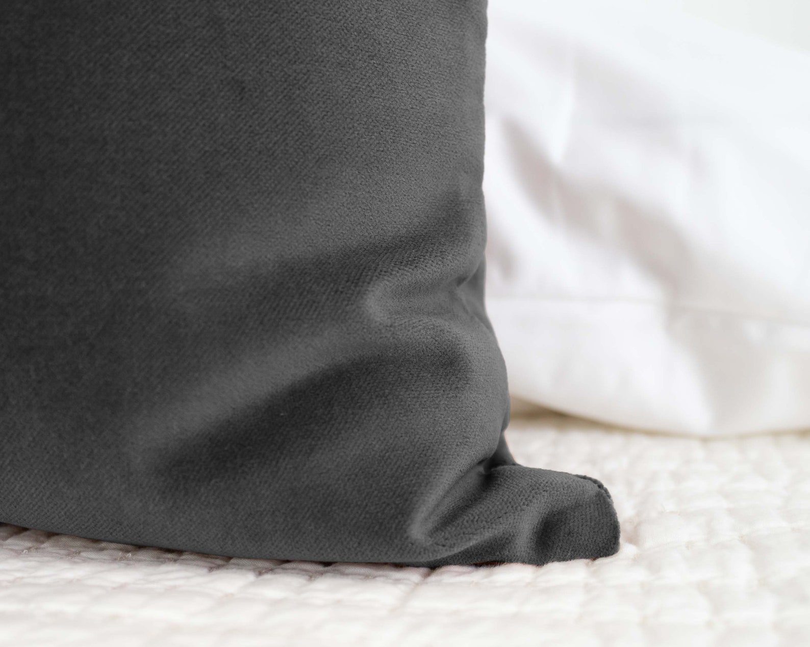 Charcoal Gray Velvet Throw Pillow Covers Luxury Cotton Etsy