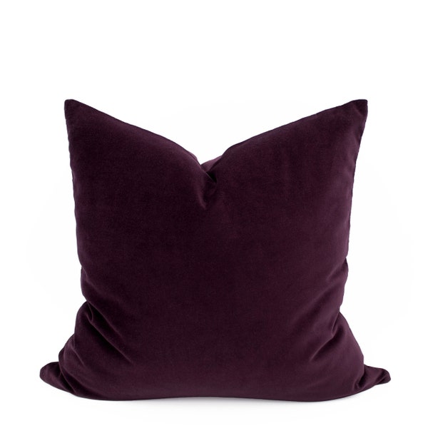 Aubergine Velvet Purple Throw Pillow Covers Cotton Velvet Royal Deep Purple Decor Cushion