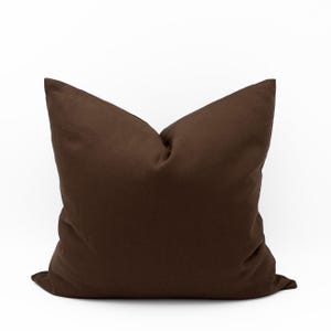 Dark Cocoa Brown Linen Throw Pillow Cover Soft Texture Dark Academia Trendy Apartment Decor