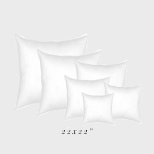 Faux Down 22x22 Pillow Insert Large Woven Cotton Cover Premium Fiberfill 100% Hypoallergenic