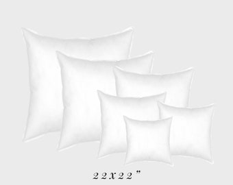 Faux Down 22x22 Pillow Insert Large Woven Cotton Cover Premium Fiberfill 100% Hypoallergenic