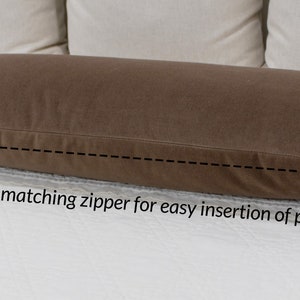 Brown Lumbar Pillow Mocha Velvet Throw Pillow Cover Neutral Decorative Cushion Cover Extra Long Bolster Pillow Maroon Bedroom New Mom Gift zdjęcie 3