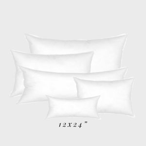 Faux Down 12x24 Lumbar Pillow Insert Woven Cotton Cover Premium Fiberfill 100% Hypoallergenic