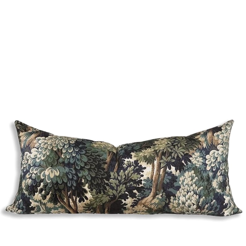 Long lumbar Dark Cottagecore Throw Pillow Cover body pillow Dark Academia Inspired Cushion Decorative Cushion Moody Decor Sofa Pillow Cover Forest Tapestry Decor