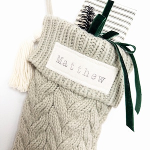 Christmas Chunky Cable Knit Stocking for Fireplace and Mantel Holiday Boho Decor with Custom Personalized Name Tag Customized Holiday Gifts