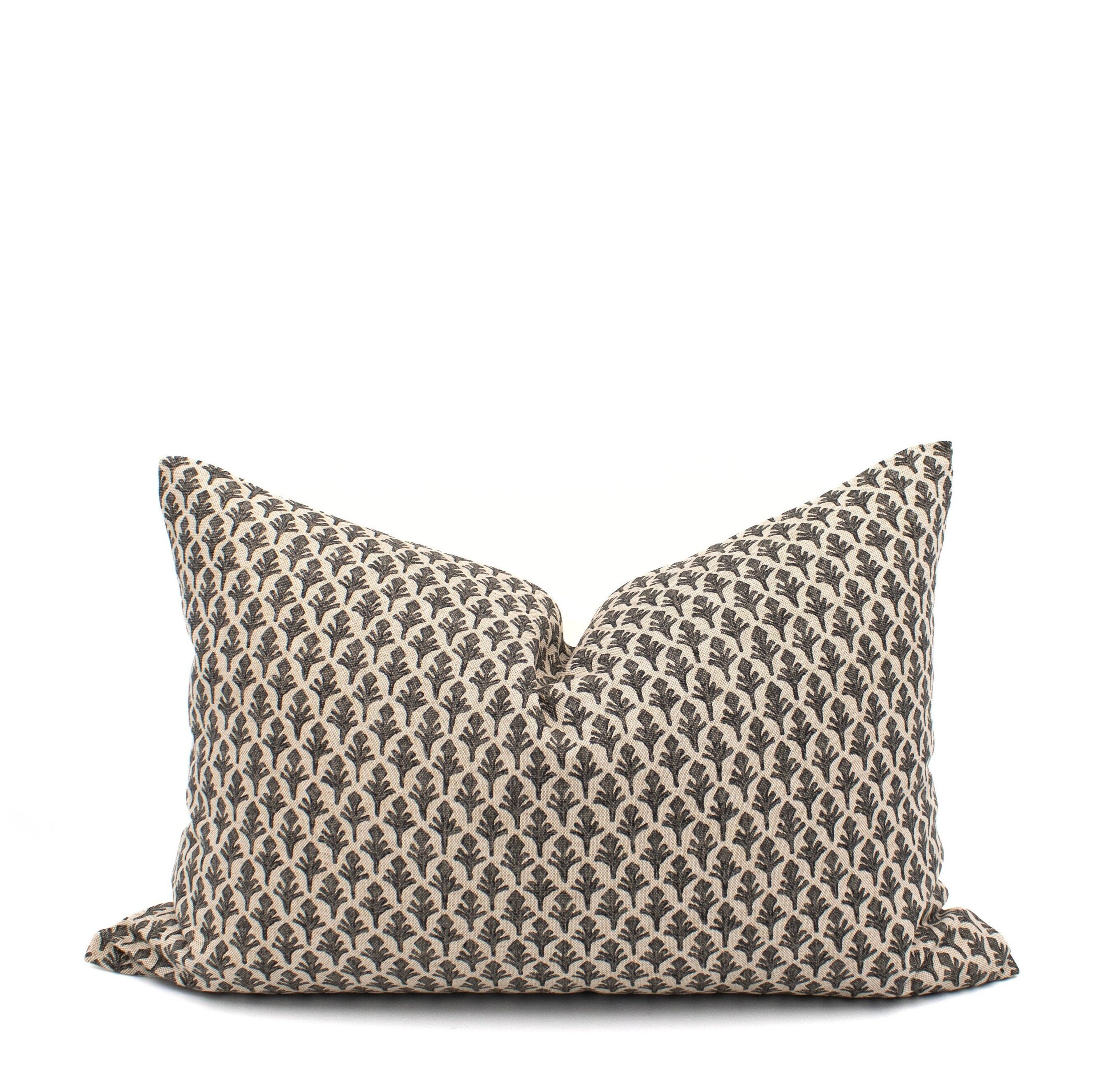 Neutral Brown Block Print Lumbar Pillow Cover Gift for New Home Housewarming Present Long Skinny Accent Pillow Brown Grey Print Two Sided