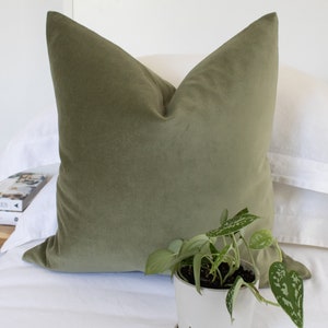 Sage Green Throw Pillow Covers Luxury Velvet Double sided Lumbars & 26 Euro Sham Available image 3