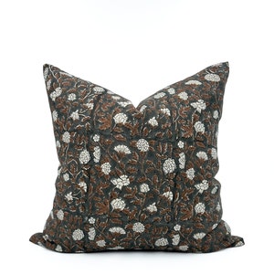 Floral Block Print Throw Pillow Cover Euro Sham