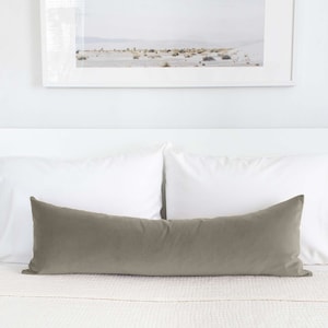 Long Lumbar Bolster for Bed Green Velvet Dried Sage Neutral Colored Cushion Covers Throw Pillow for Sofa Custom Pillowcase