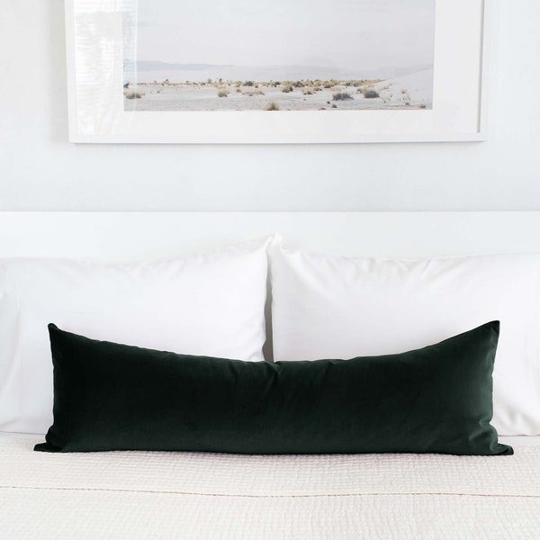 Hunter Green Velvet Throw Pillow Covers Luxury Velvet Double-sided Lumbars & 26 Euro Sham Available