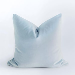 Pale Blue Velvet Throw Pillow Cover Pastel Blue Cushion Euro Sham Soft Blue Accent Pillow Bedroom Coastal Farmhouse Decor Shabby Chic Sofa