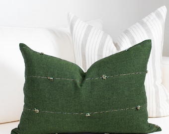 Small Striped Tassel Pillow Cover  with Concealed Zipper Closure