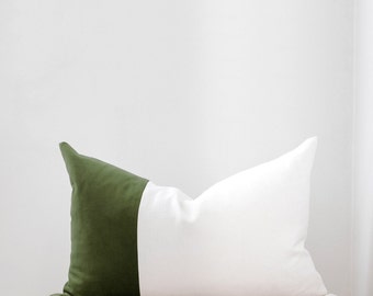 Olive Green Color Block Mid Century Modern Pillow Cover Custom Home Decor Velvet pillow cover